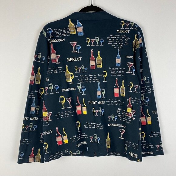 Jess & Jane Wine Cardigan Womens Small Jacket Party Navy Blue Full Zip - Picture 6 of 9